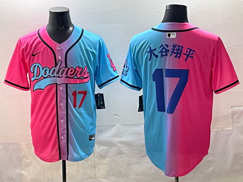 Men Los Angeles Dodgers 17 Ohtani Blue pink Game 2025 Nike MLB Jersey style 002